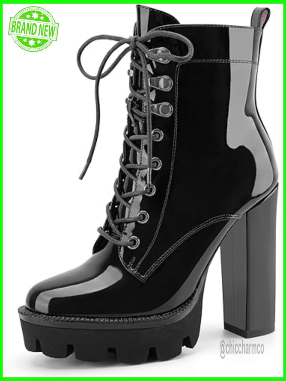 Women's Platform Chunky Heel Combat Ankle Boots Lace Up